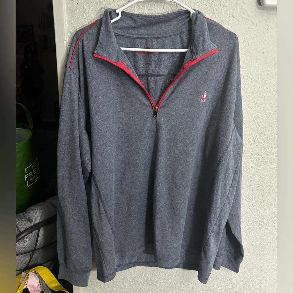johnnie-O Heather Gray Performance Quarter Zip Pullover XL